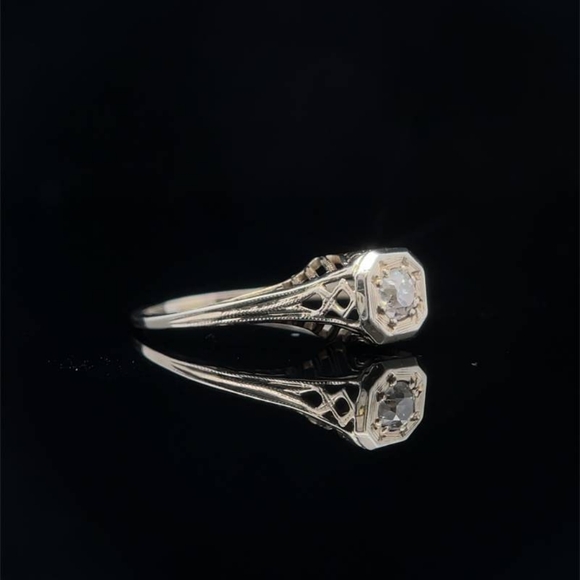 18k white gold geometric diamond ring - Picture 2 of 5